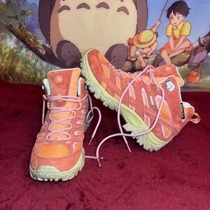 Merrell Moab Mid Hiking Boots - Coral/Salmon Pink & Pistachio Green - US Size 8.